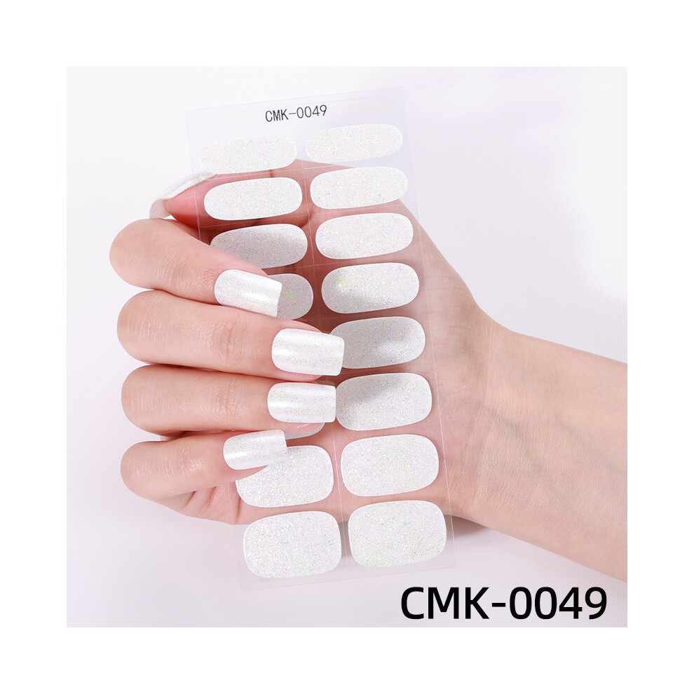 (Nail Stickers + Paper Cards + Alcohol Pads + Nail File + Wooden Stick, CMK-0049) 2025 No-Bake Gel Nail Stickers, Waterproof No-Lamp Nail Polish Film