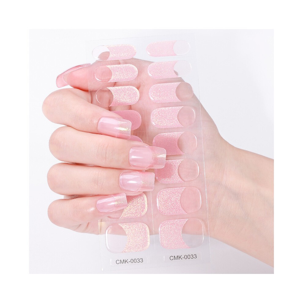 (Nail Stickers + Paper Cards + Alcohol Pads + Nail File + Wooden Stick, CMK-0049) 2025 No-Bake Gel Nail Stickers, Waterproof No-Lamp Nail Polish Film thumbnail