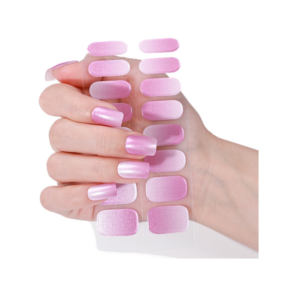 (Nail Stickers + Paper Cards + Alcohol Pads + Nail File + Wooden Stick, CMK-0049) 2025 No-Bake Gel Nail Stickers, Waterproof No-Lamp Nail Polish Film thumbnail