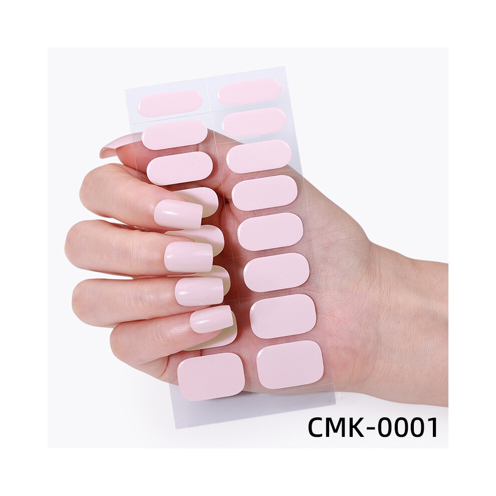(Nail Stickers + Paper Cards + Alcohol Pads + Nail File + Wooden Stick, CMK-0049) 2025 No-Bake Gel Nail Stickers, Waterproof No-Lamp Nail Polish Film thumbnail