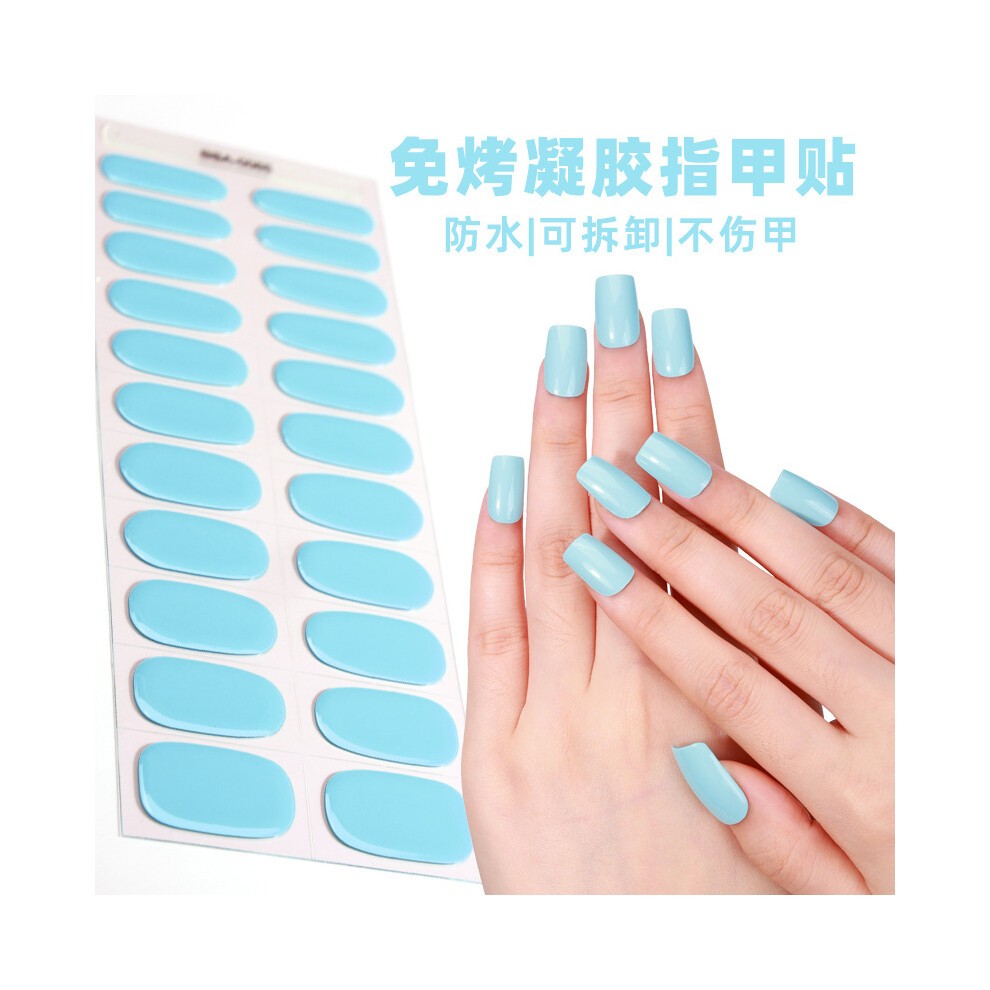 (Nail Stickers + Paper Cards + Alcohol Pads + Nail File + Wooden Stick, BSA-0134) Gel Nail Stickers, No-heat Required, Solid Color, Semi-cured Nail St thumbnail