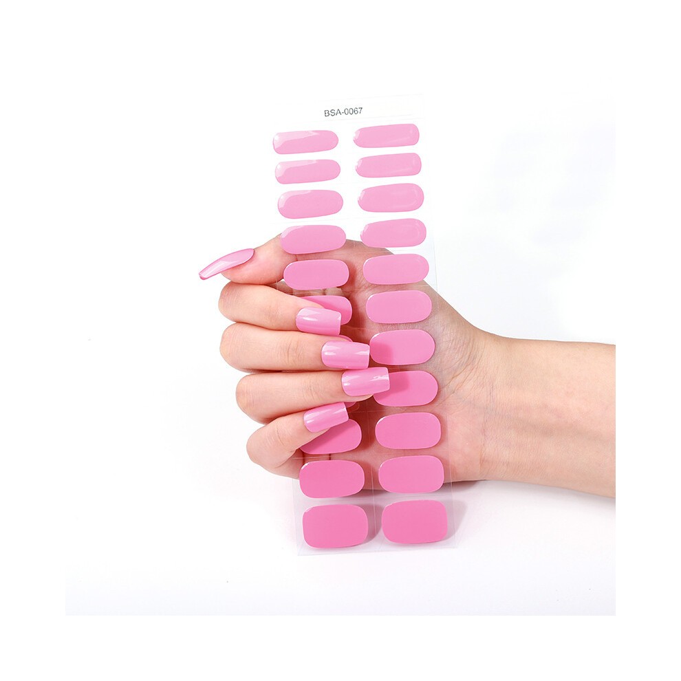 (Nail Stickers + Paper Cards + Alcohol Pads + Nail File + Wooden Stick, BSA-0134) Gel Nail Stickers, No-heat Required, Solid Color, Semi-cured Nail St thumbnail