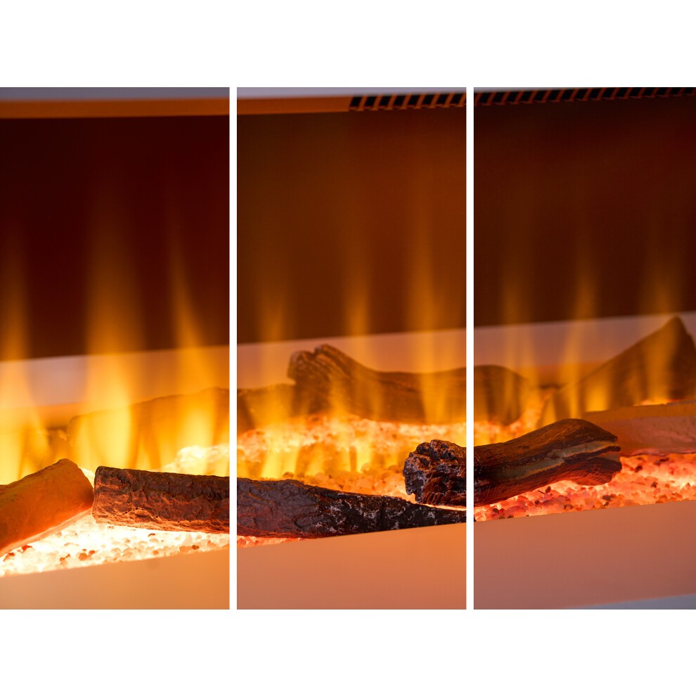 Sureflame WM-9332 XL Electric Wall Fireplace Suite with Downlights & Remote in Pure White thumbnail