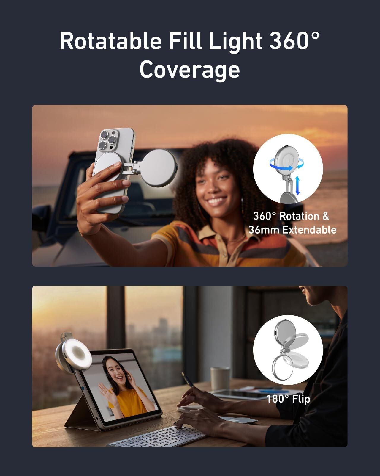 Magnetic Phone Selfie Light Portable Phone Fill Light Compatible with MagSafe