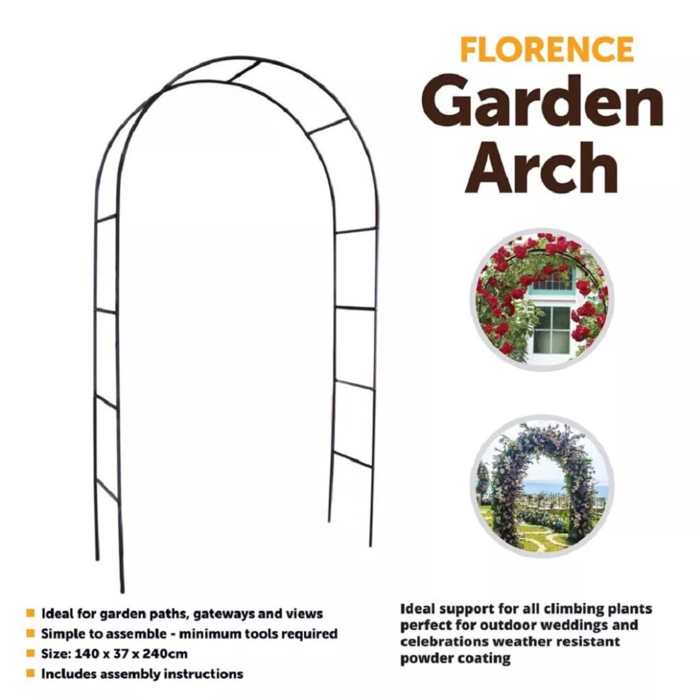 2.4M Garden Arch Metal Trellis Strong Tubular Frame Rose Climbing Plant Archway UK (2) thumbnail