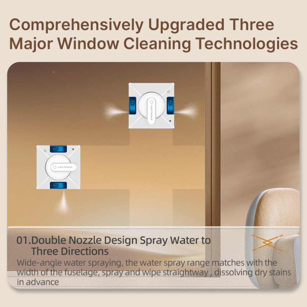 LIECTROUX YW509 Window Cleaning Robot with Remote Controller and APP Control Smart Path Planning 3 Way Water Spray 3000Pa Suction Power Edg thumbnail