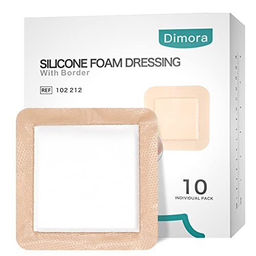 dimora silicone foam dressing with border adhesive 6 x6  waterproof wound dressing bandage for wound care 10 pack