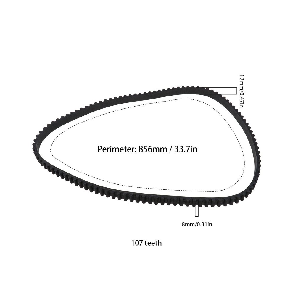 2x Lawnmower Drive Belt HTD856-8M-12 Compatible with Stiga 105 Combi Deck 9585-0165-01 107-Teeth 8mm Tooth Pitch 12mm thumbnail