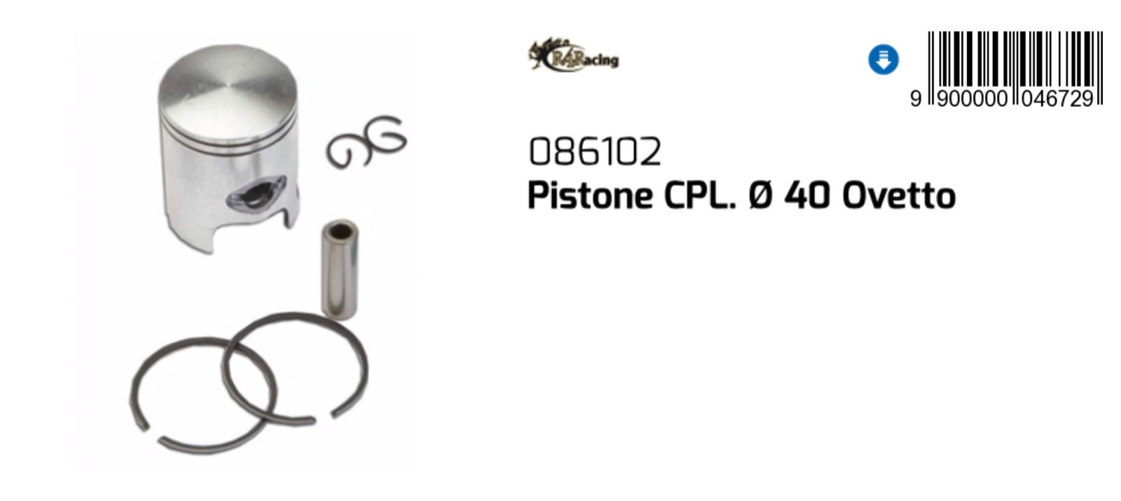 086102 Piston Kit Ø40 Aprilia Sonic 50 1998-2007