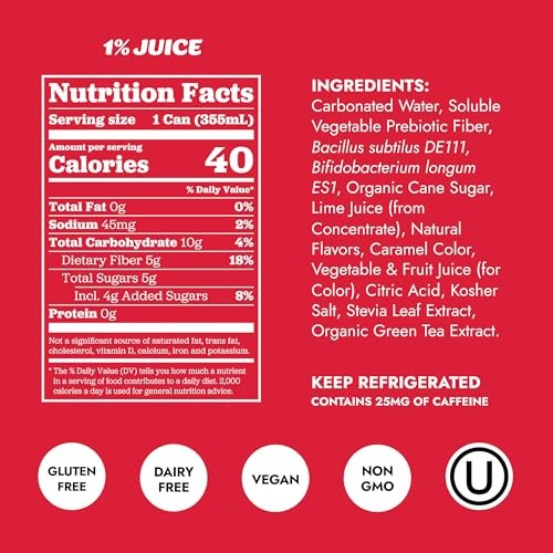 Slice Classic Cola Healthy Soda, with Prebiotics and Probiotics, 12 Fl Oz Can thumbnail