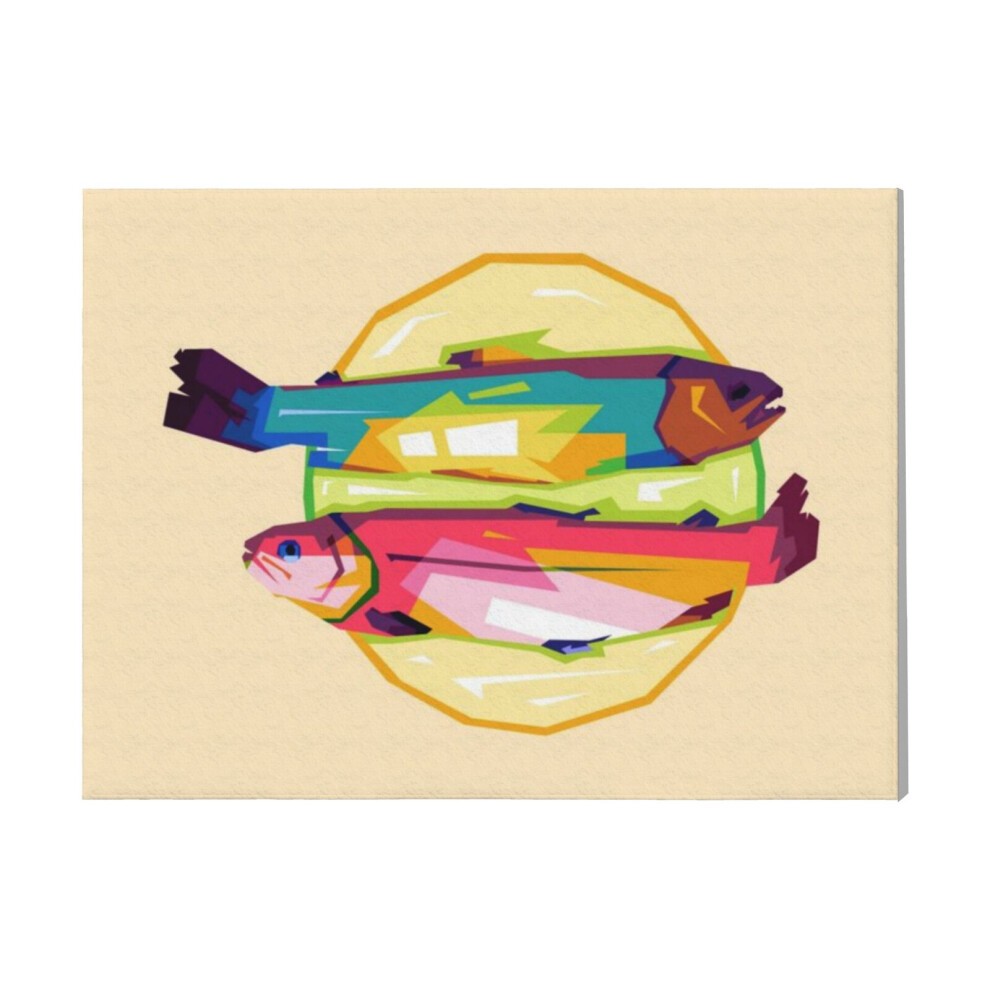 (WPAP Fried Fish Art=2313) Canvas Print Pop Art Framed DIY Install Kit- 16x20