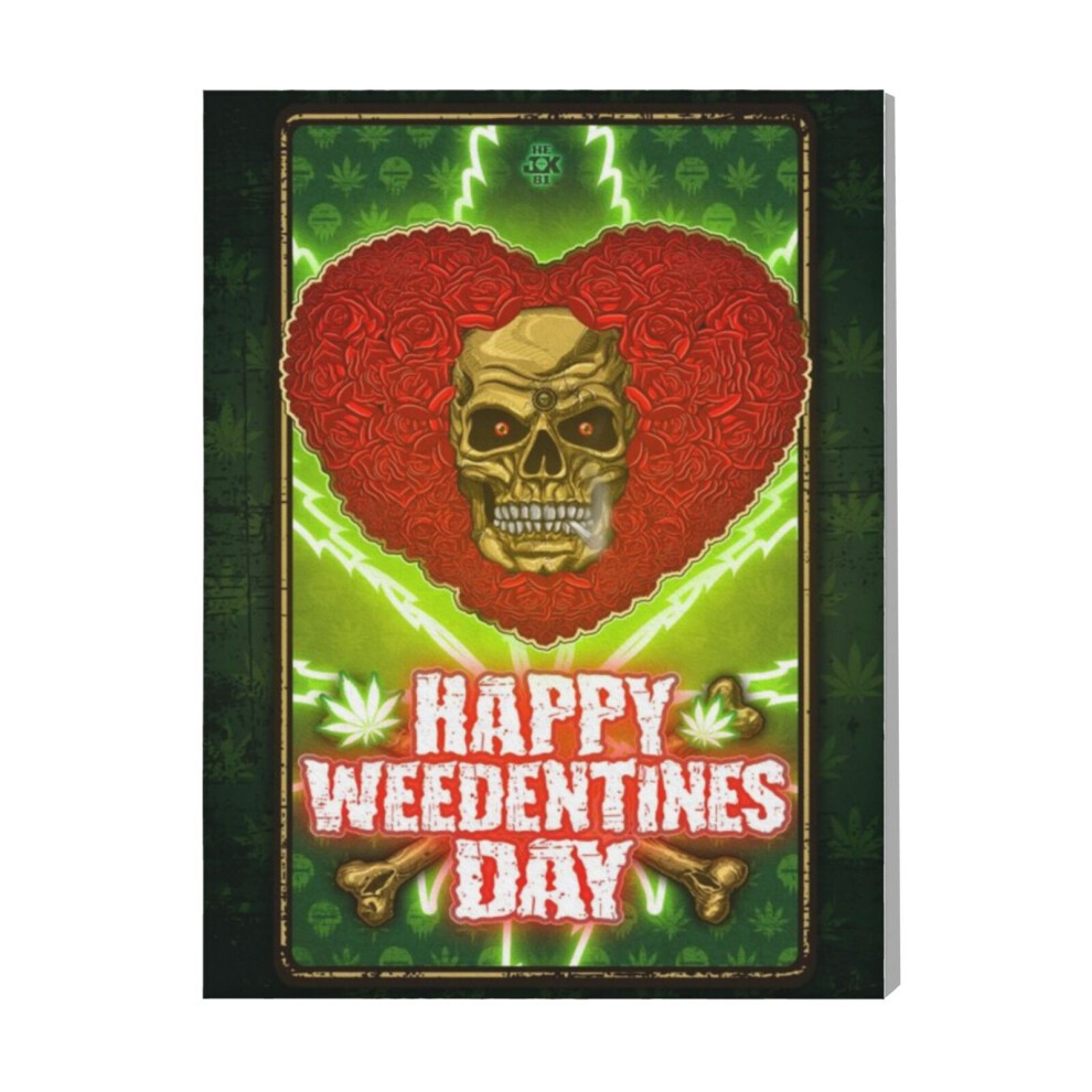 (Valentines Day Skull Weed=9545) Canvas Print Pop Art Framed DIY Install Kit- 16x20
