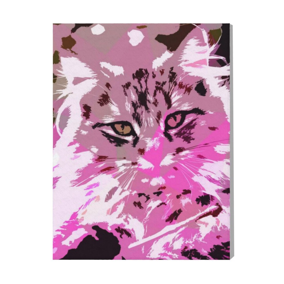 (PINK CAT=8775) Canvas Print Pop Art Framed DIY Install Kit- 16x20