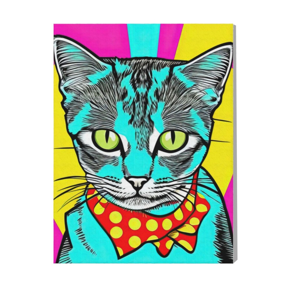 (Pop Art Cat 10=5797) Canvas Print Pop Art Framed DIY Install Kit- 16x20