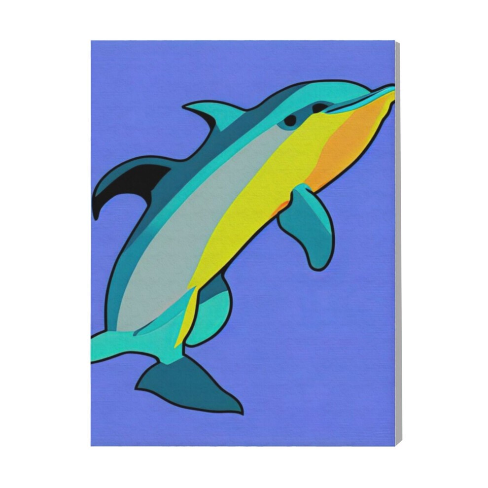(Pop Art Dolphin 03=4964) Canvas Print Pop Art Framed DIY Install Kit- 16x20