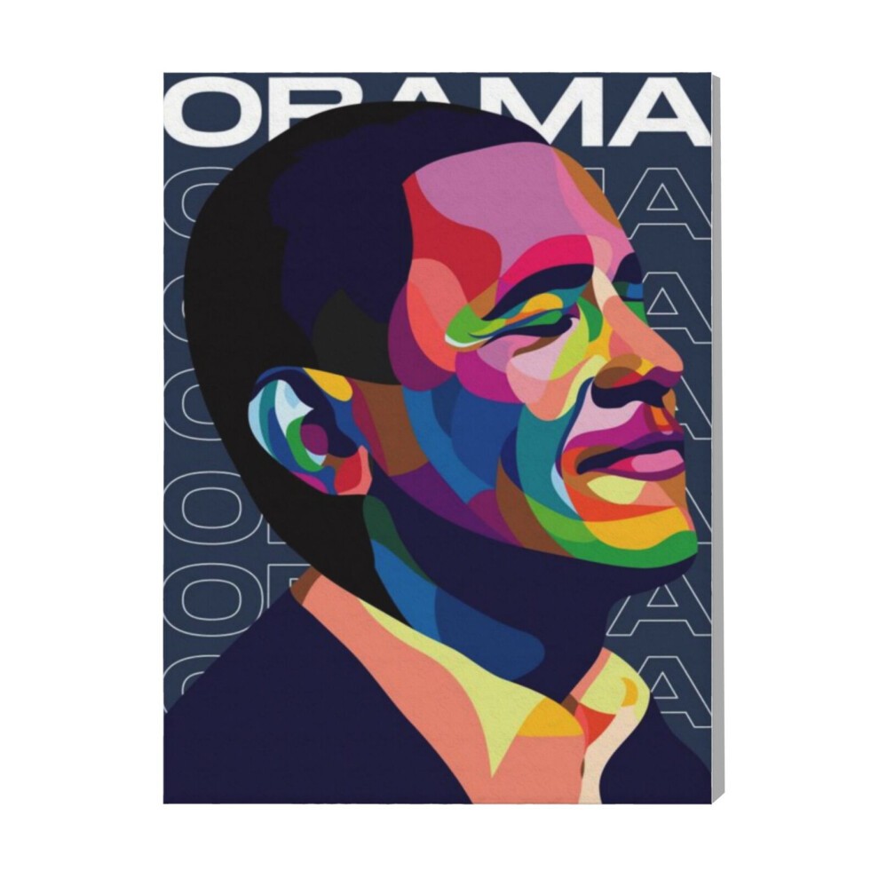 (OBAMA in COLORFUL POPART=3251) Canvas Print Pop Art Framed DIY Install Kit- 16x20