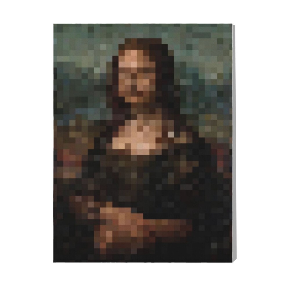 (Mona Lisa Pixel Art=9797) Canvas Print Pop Art Framed DIY Install Kit- 16x20