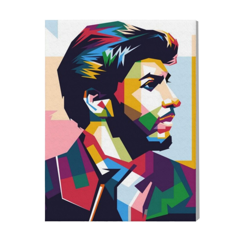 (Men Face Pop Art=7950) Canvas Print Pop Art Framed DIY Install Kit- 16x20