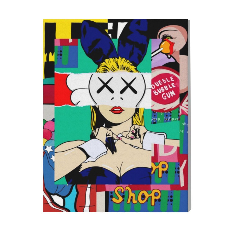 (Candy Girl=4081) Canvas Print Pop Art Framed DIY Install Kit- 16x20