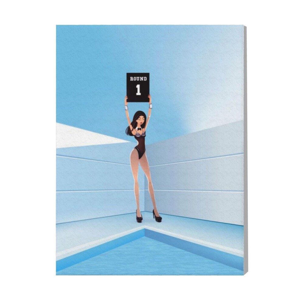 (Boxing Girl=6755) Canvas Print Pop Art Framed DIY Install Kit- 16x20