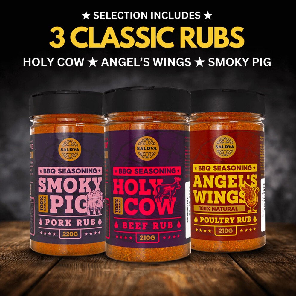 Meat Lovers BBQ Rub Gift Set - Holy Cow, Angel?s Wings, Smoky Pig, Sweet Texas, Steak King & Adam's Ribs BBQ Rubs | Pack of 6 | 100% Natural | Spice thumbnail