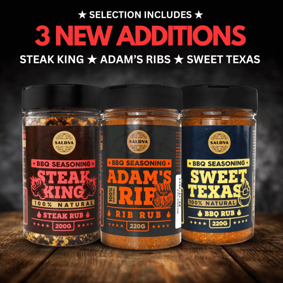 Meat Lovers BBQ Rub Gift Set - Holy Cow, Angel?s Wings, Smoky Pig, Sweet Texas, Steak King & Adam's Ribs BBQ Rubs | Pack of 6 | 100% Natural | Spice thumbnail