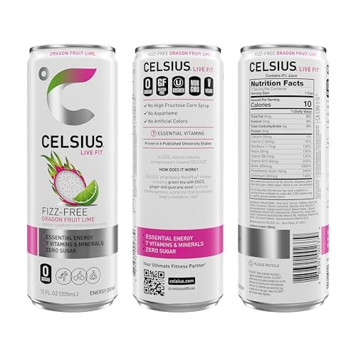 CELSIUS Fizz Free Dragon Fruit Lime, Sugar Free Energy Drink, 12 Fl Oz (Pack of 12) thumbnail