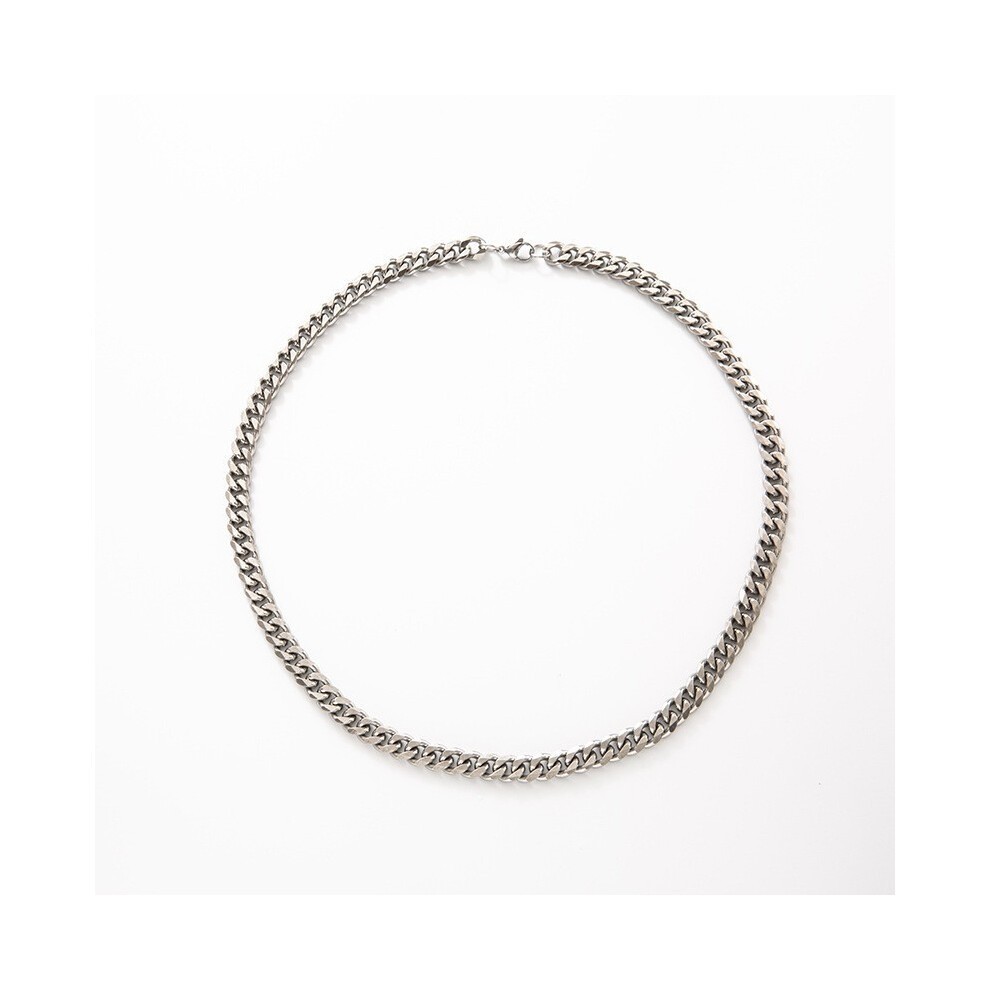 (42#2.3 Six-sided Grinding Mill /60cm) Fashionable Stainless Steel Hoodie Necklace, Women's Niche Design, Trendy and Simple Sweater Chain Accessories