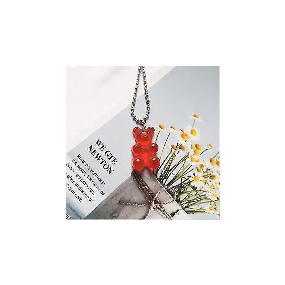 (as Show, One Size) 8 Pack Cute Cool Colorful Resin Gummy Bear Bead Chain Pendant Necklace Funny Cute Candy Colored Cartoon Animal Necklace Ladies Gir thumbnail
