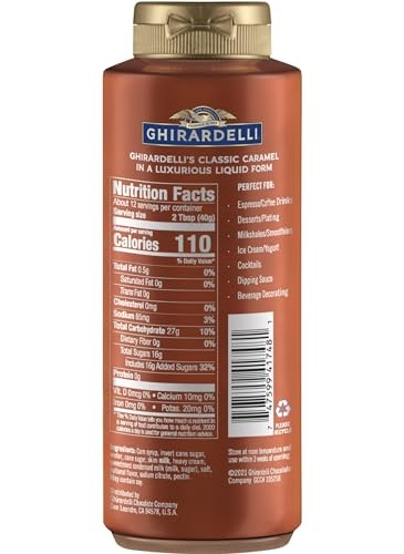 Ghirardelli Sea Salt Caramel, White Chocolate and Caramel Flavored Sauce 16 Oz Bottles (Pack of 3) with Ghirardelli Stamped Barista Spoon thumbnail