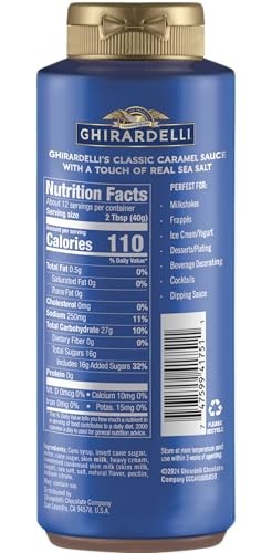 Ghirardelli Sea Salt Caramel, White Chocolate and Caramel Flavored Sauce 16 Oz Bottles (Pack of 3) with Ghirardelli Stamped Barista Spoon thumbnail
