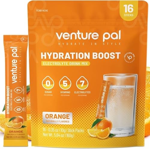Venture Pal Sugar Free Electrolyte Powder Packets - Liquid Daily IV Drink Mix for Rapid Hydration & Party Recovery | 5 Vitamins & 7 Electrolytes| Keto