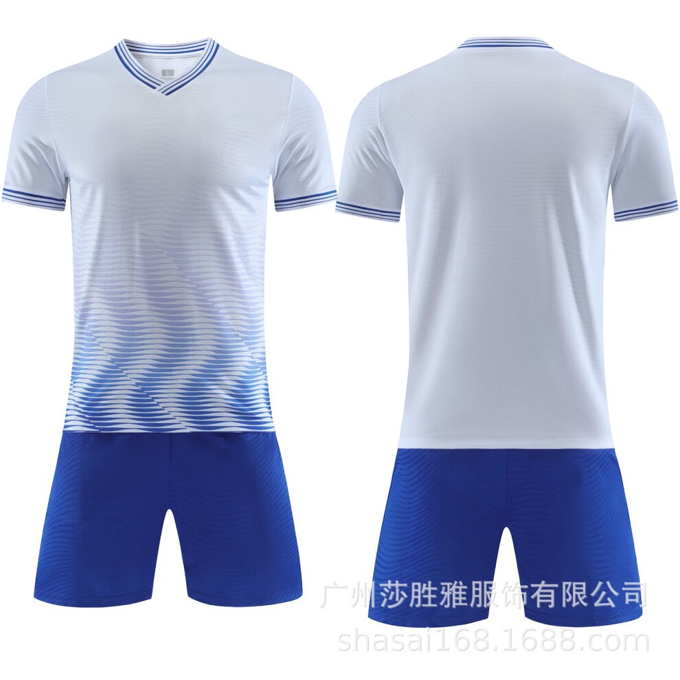 (6331 White, 3XS Code (height 120-130)) Sweat-Absorbent Breathable Soccer Kit Set - Adult Kids Football Training Uniforms, Student Match Team Jerseys,