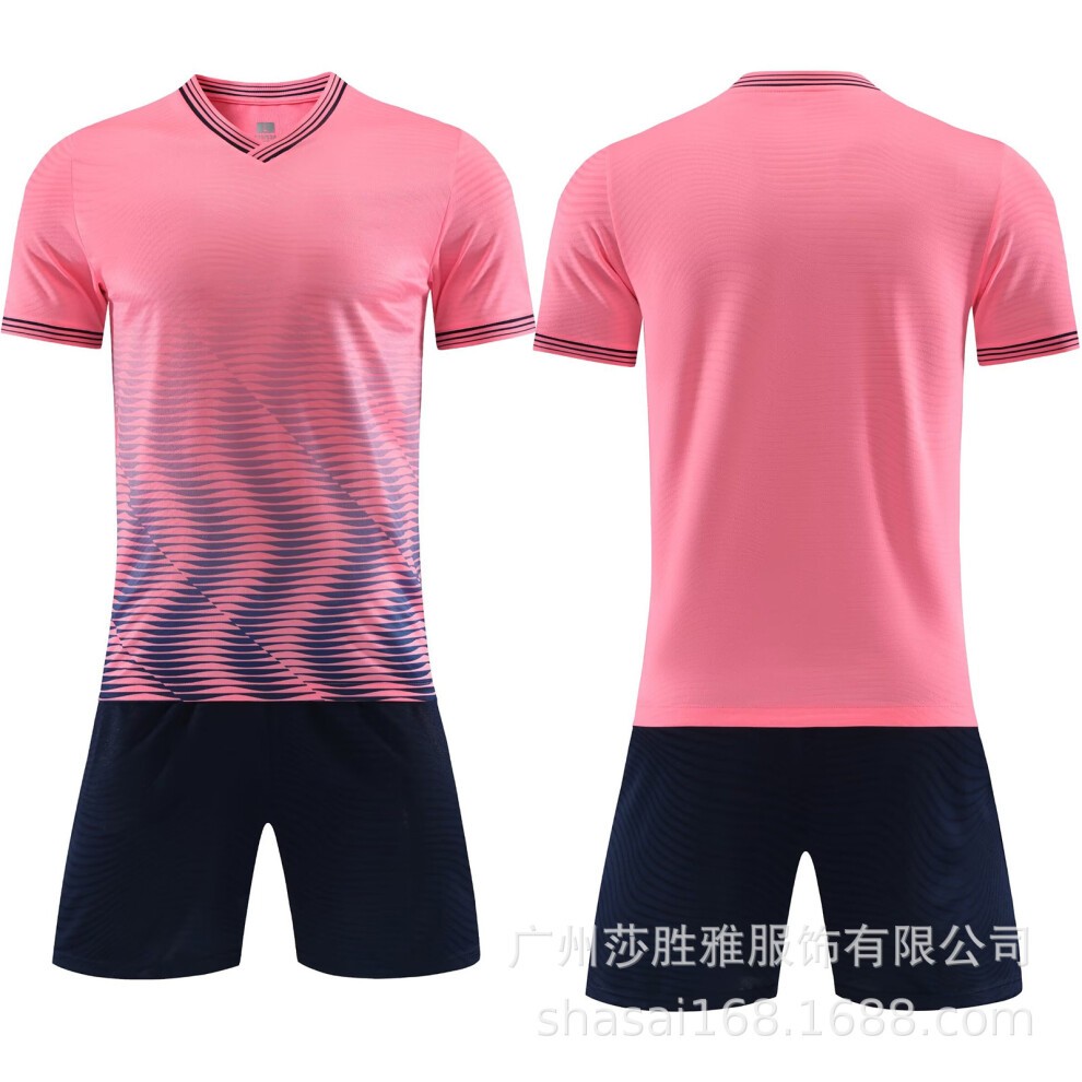 (6331 Pink, L Size (height 165-170)) Sweat-Absorbent Breathable Soccer Kit Set - Adult Kids Football Training Uniforms, Student Match Team Jerseys, DI