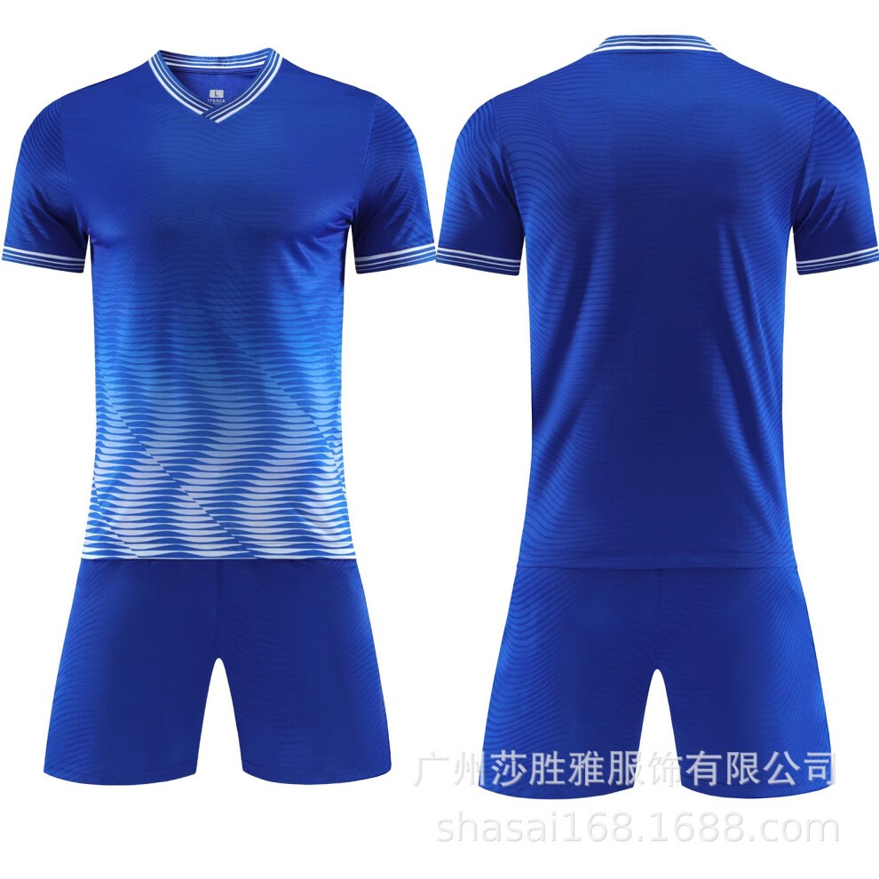 (6331 Color Blue, L Size (height 165-170)) Sweat-Absorbent Breathable Soccer Kit Set - Adult Kids Football Training Uniforms, Student Match Team Jerse