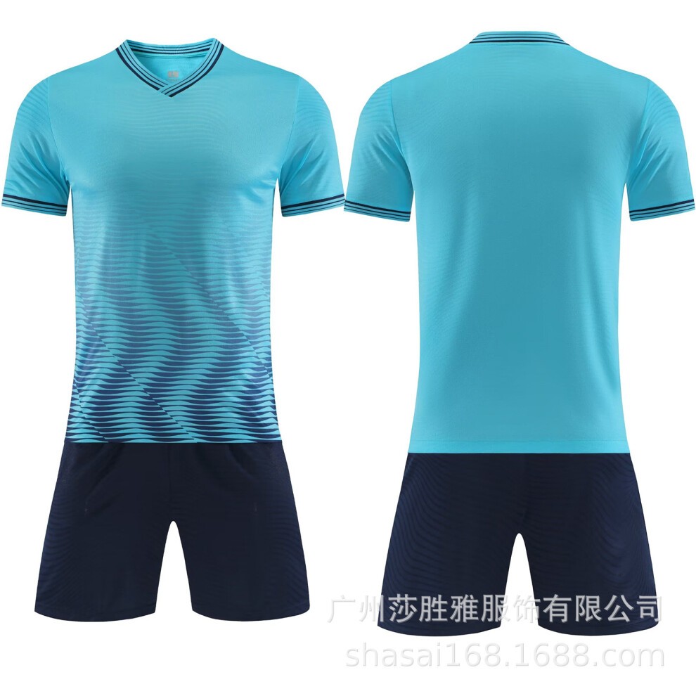 (6331 Light Blue, 2XS Code (height 130-140)) Sweat-Absorbent Breathable Soccer Kit Set - Adult Kids Football Training Uniforms, Student Match Team Jer