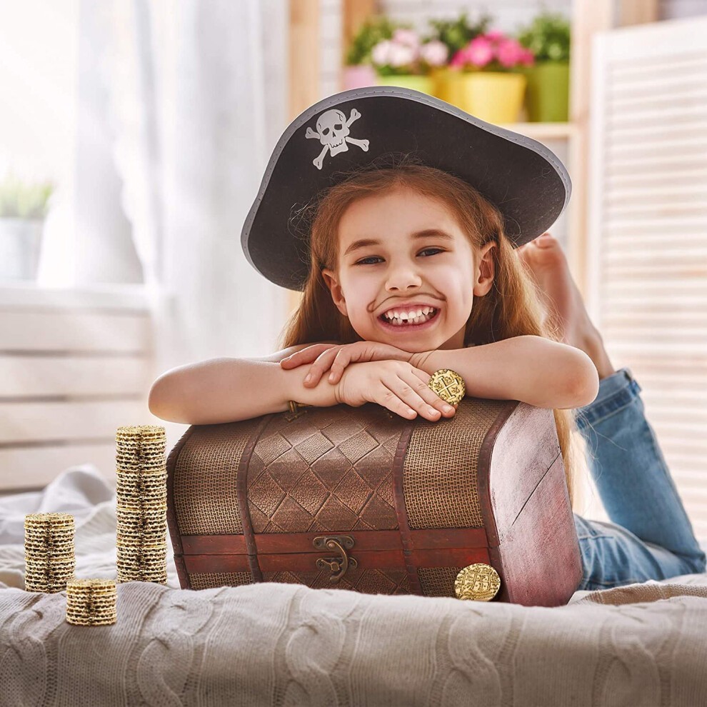 Pirate Coins - 36 Bronze  Silver  Gold & Rose Gold Treasure Coin Set  Metal Replica Spanish Doubloons for Board Games  Tokens  Cosplay - Tre thumbnail