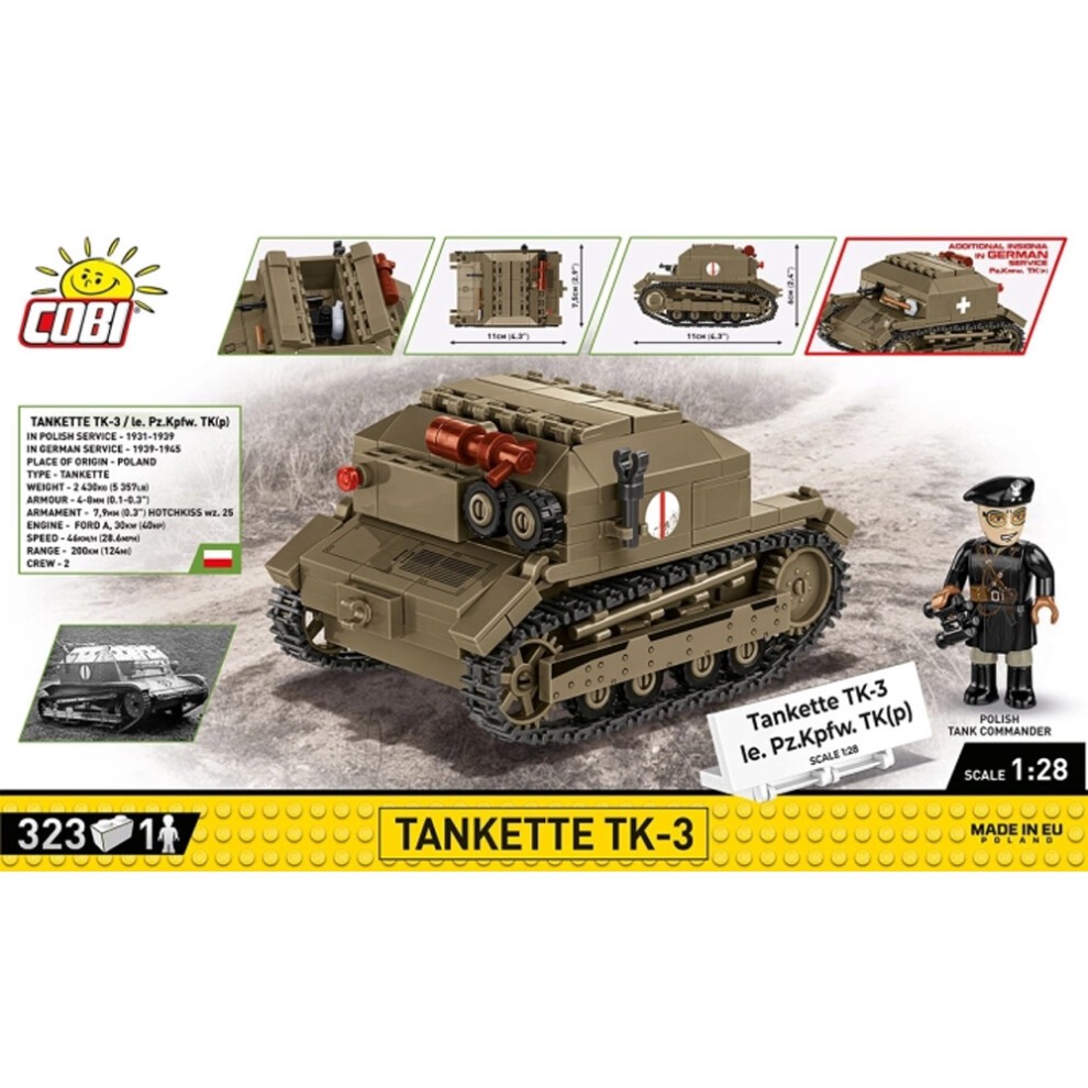 COBI 2658 Tankette TK-3 HC:WWII 1:28 Brick Model 323pcs thumbnail
