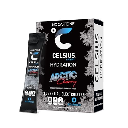 Celsius, Live Fit, Hydration, Essential Electrolytes, No Caffeine, Arctic Cherry, 14 Powder Sticks, 0.26 Oz (7.43 G) Each