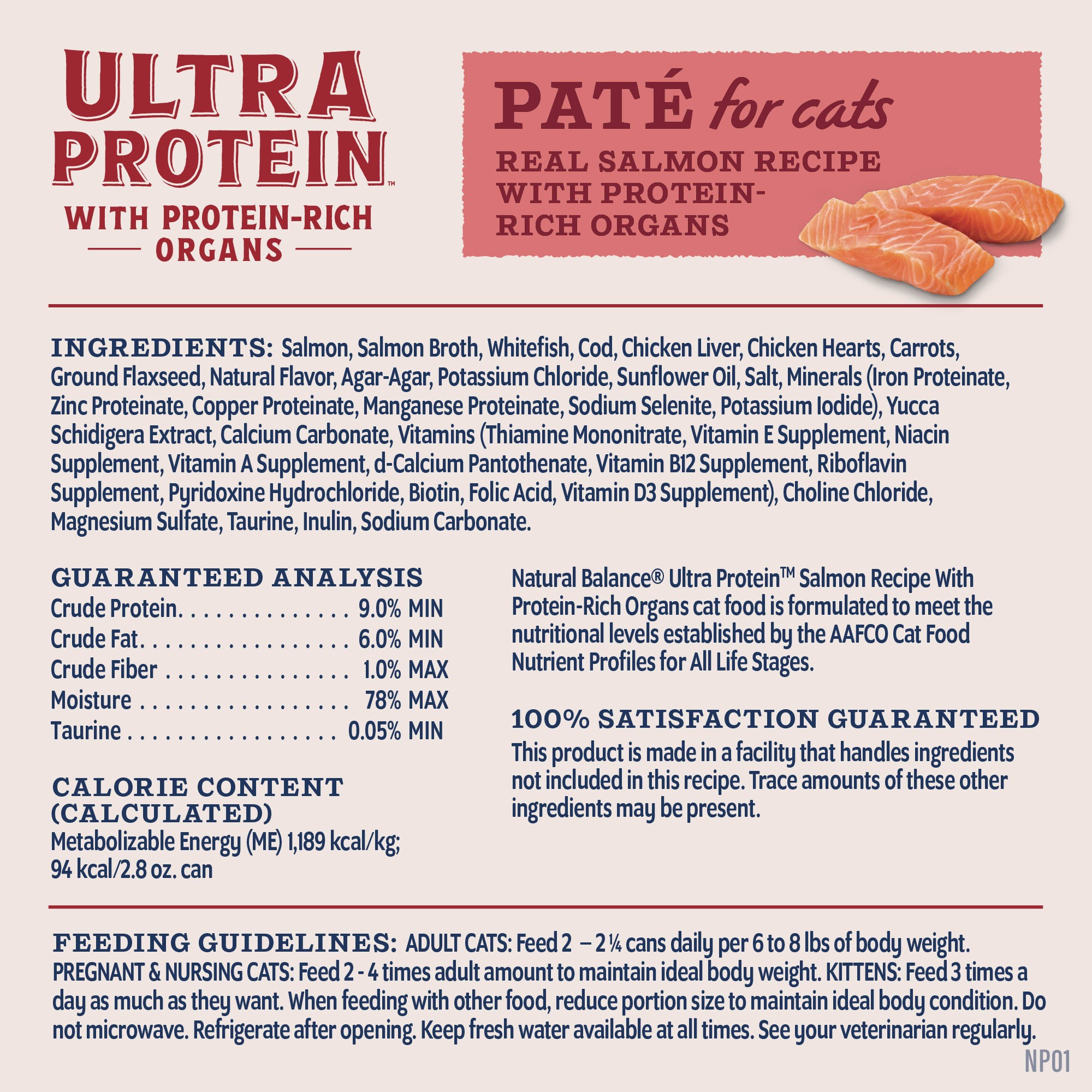 Natural Balance Ultra Protein Salmon and Organs Pate Cat 24 / 2.8 Oz thumbnail