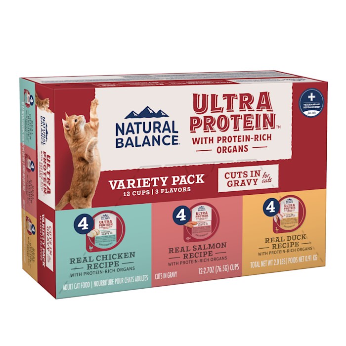 723633007061 2.7 Oz Ultra Protein Cuts in Gravy Wet Cat Food Variety Pack, Chicken, Salmon & Duck - Pack of 12