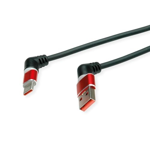 ROLINE USB 2.0 Cable, Type-C - Type-a, St/St, 360° Rotation, Black/Red, 2 M