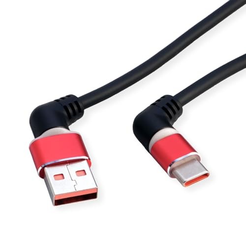 ROLINE USB 2.0 Cable, Type-C - Type-a, St/St, 360° Rotation, Black/Red, 2 M thumbnail