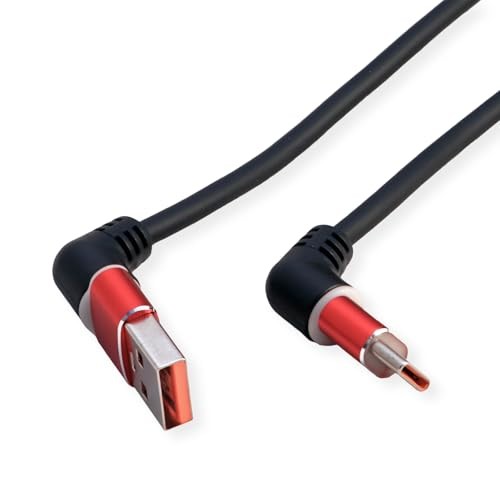 ROLINE USB 2.0 Cable, Type-C - Type-a, St/St, 360° Rotation, Black/Red, 2 M thumbnail