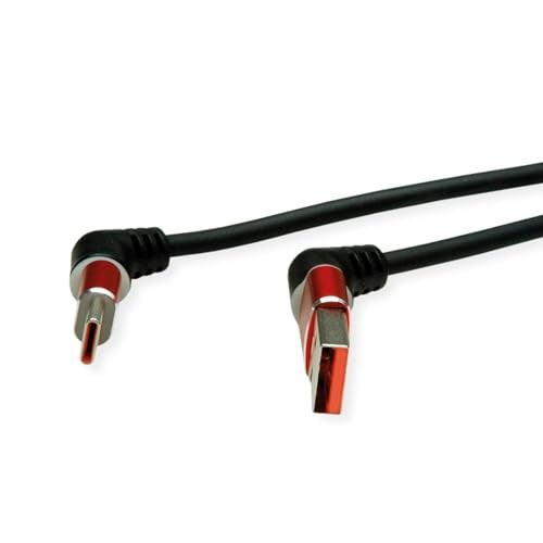 ROLINE USB 2.0 Cable, Type-C - Type-a, St/St, 360° Rotation, Black/Red, 2 M thumbnail
