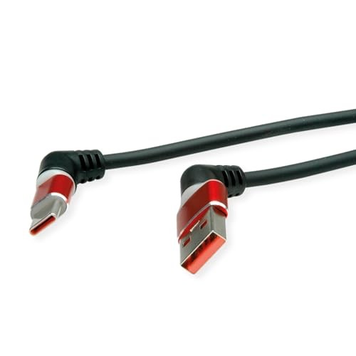 ROLINE USB 2.0 Cable, Type-C - Type-a, St/St, 360° Rotation, Black/Red, 2 M thumbnail