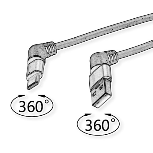 ROLINE USB 2.0 Cable, Type-C - Type-a, St/St, 360° Rotation, Black/Red, 2 M thumbnail