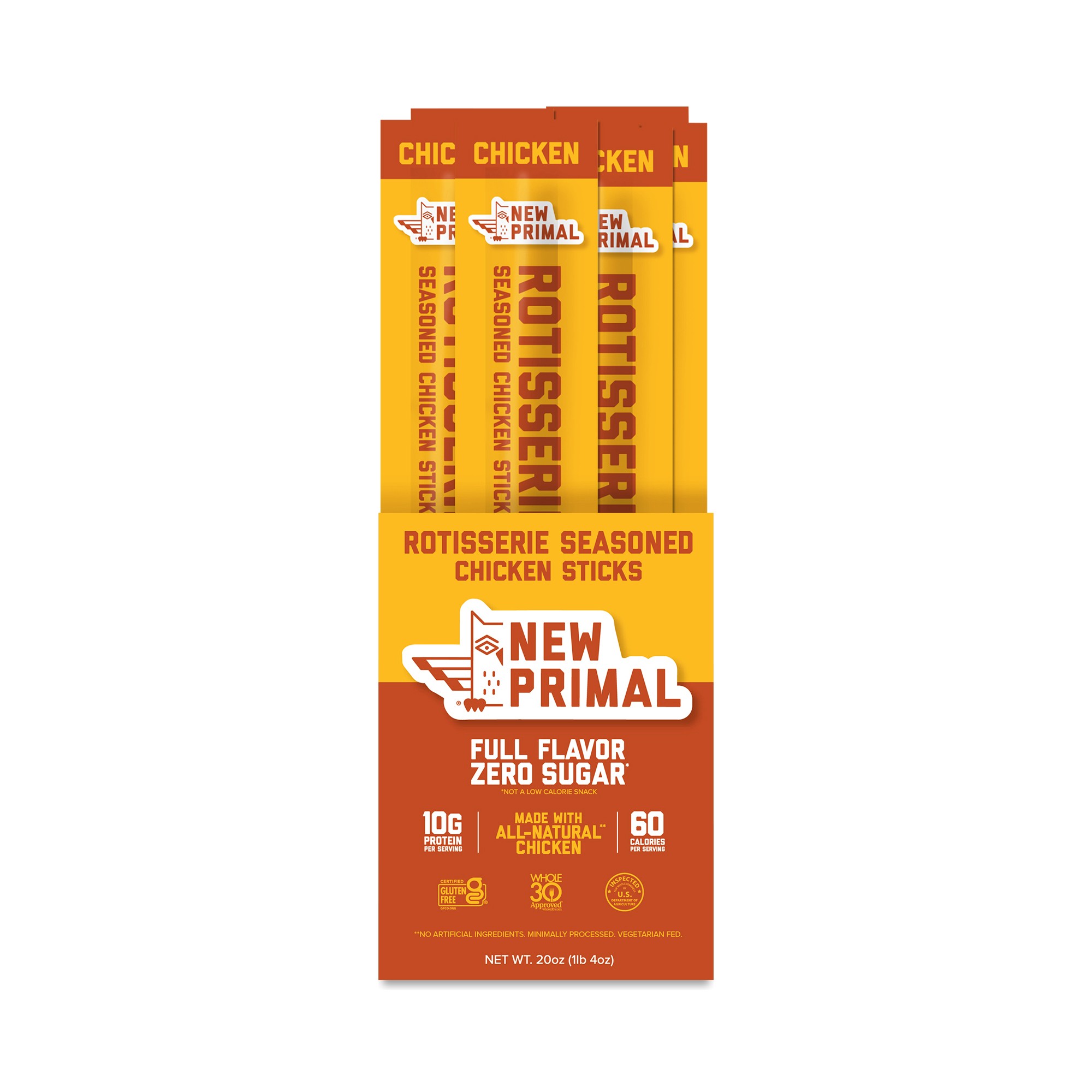The New Primal Chicken Sticks, Rotisserie Seasoned 20 Ounce Box
