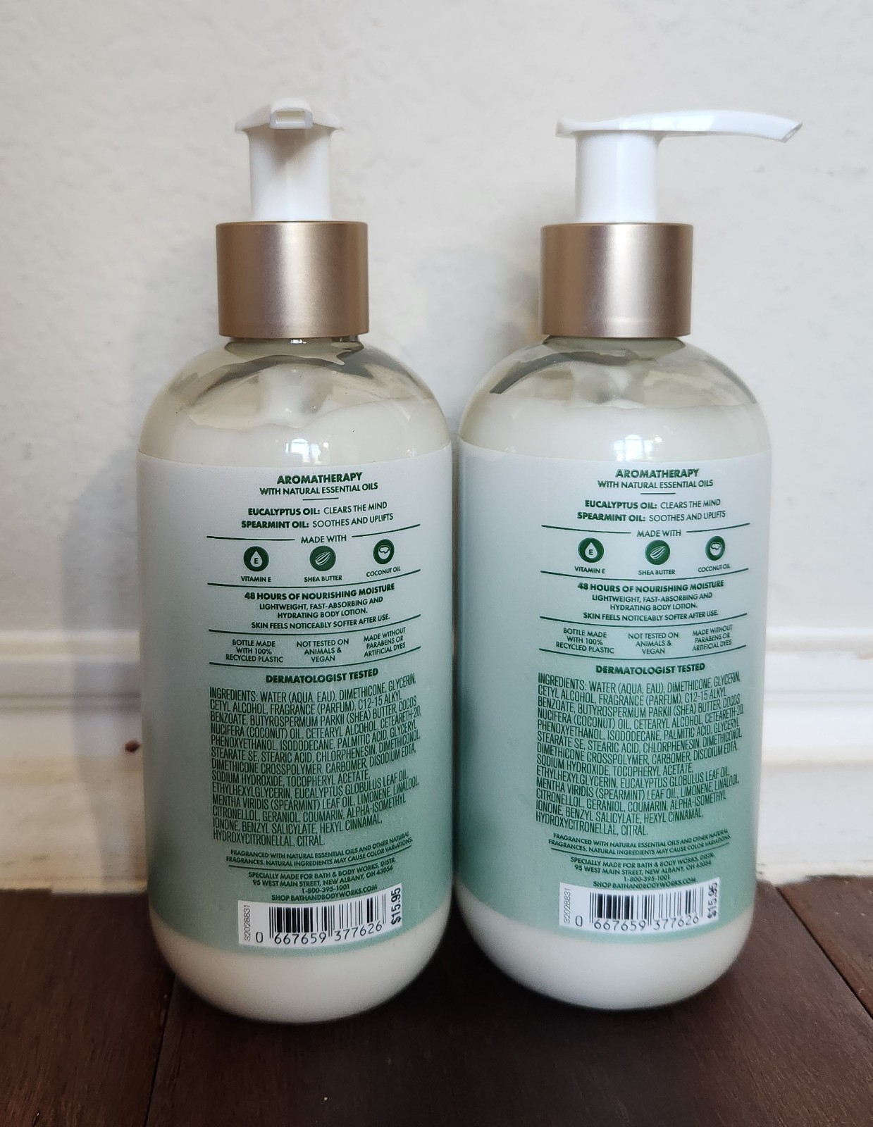 BATH & BODY WORKS AROMATHERAPY EUCALYPTUS   SPEARMINT LOTION NEW LOOK (Set of 2)