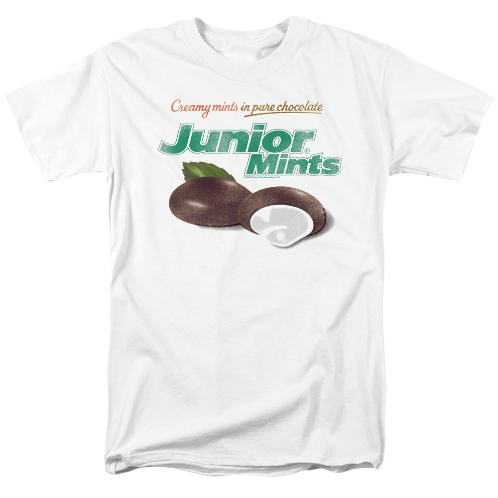 TR104-at-7 Tootsie Roll Junior Mints Logo Adult Regular Fit Short Sleeve T-Shirt, White - 4X